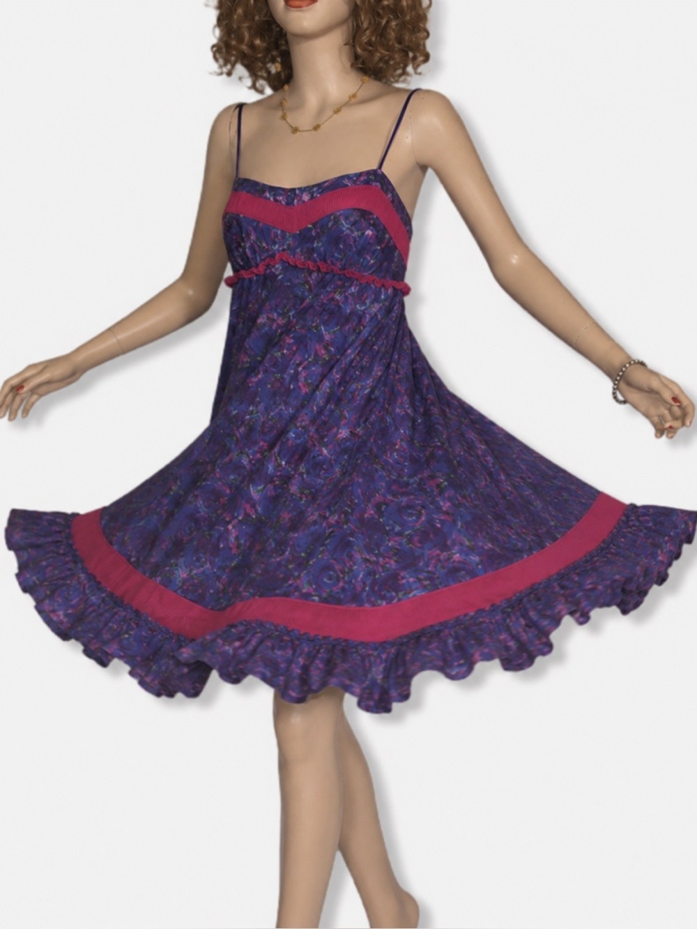 Betsey Johnson Purple Silk Floral Dress Sz XS / 2